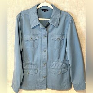 Lands' End Women's Utility Jacket in Blue Cotton, Sz 14-16 Mid-2000’s
